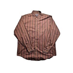 Brooks Brothers Button-Down Brown Stripe Non-Iron 100% Cotton Mens L